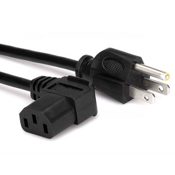 Cable de cable de alimentación de ángulo recto 14awg con 3 conductor PC Conector de alimentación (C13/ 5-15P) Negro 15 pies